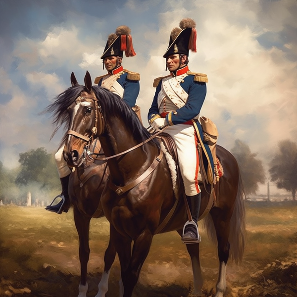Fichier:Pencroff two french napoleonic horsemen blue white and red unif 90cc275b-eca5-4e55-a911-c076a41d71f1.png